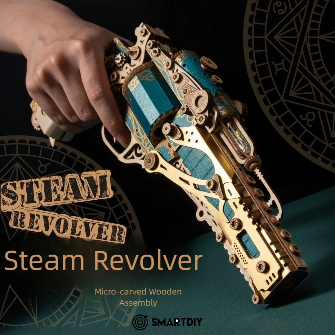 Fantasy steam revolver assembly model mortise and tenon building block 3d three-dimensional puzzle boy birthday gift toy 10