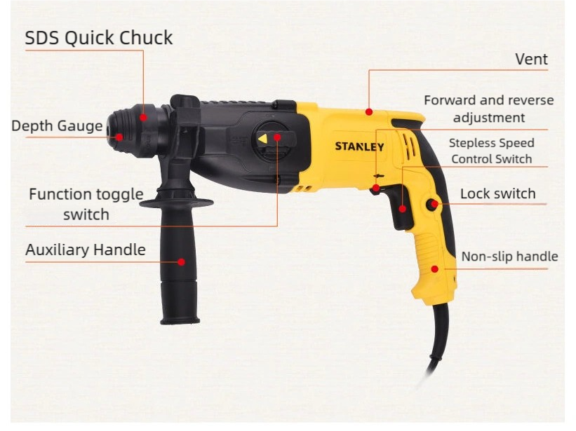 Adjustable speed electric hammer and drill dual-purpose household multifunctional electric tool 600W 20mm lightweight electric hammer