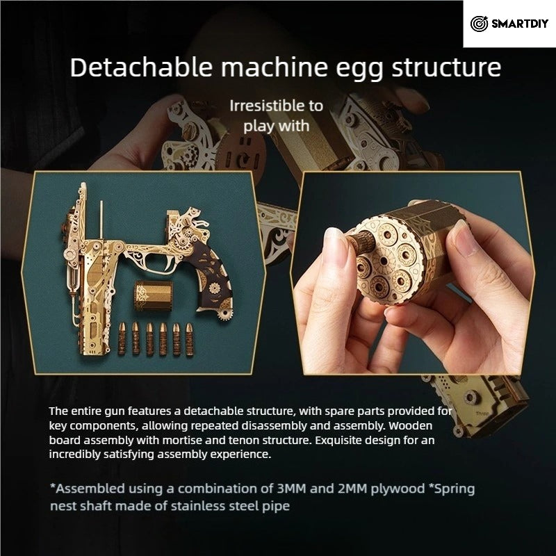 Fantasy steam revolver assembly model mortise and tenon building block 3d three-dimensional puzzle boy birthday gift toy 10